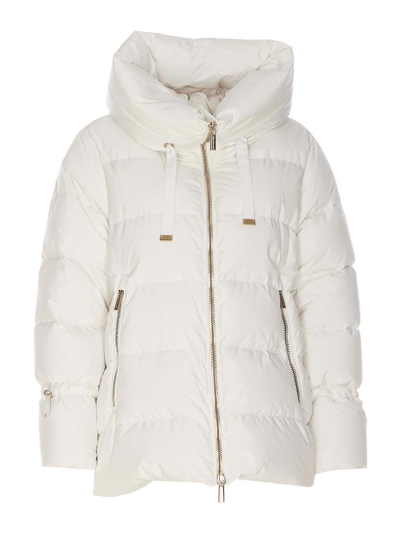 Moorer Gadia Quilted Hooded Jacket In White