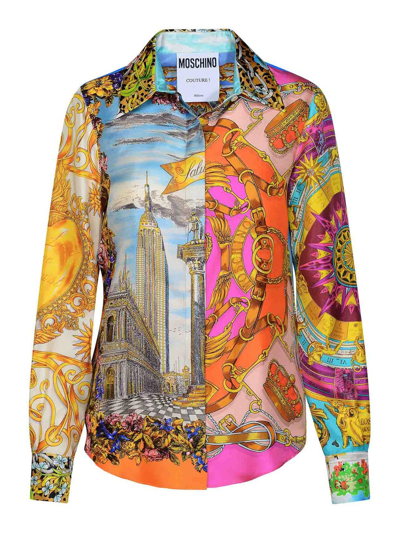 Moschino Mix-print Silk Shirt In Multicolor