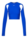 Off-white Logo-stamp Cut-out Blouse In Blue
