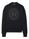 Palm Angels Monogram Embellished Crewneck Sweatshirt In Negro