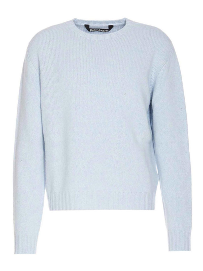 Palm Angels Curved Logo Jumper In Blue