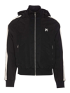 Palm Angels Nylon Blend Windbreaker With Ribbed Cuffs And Stand Collar In Black