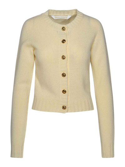 Palm Angels Curved Logo Buttoned Cardigan In Neutrals