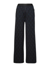 Palm Angels Monogram-jacquard Side Stripe Detailed Trousers In Black