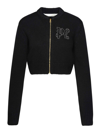 Palm Angels Monogram-appliqu� Zip-up Sweatshirt In Negro