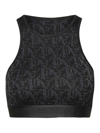 Palm Angels Monogram Jacquard Cropped Top In Negro