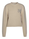 Palm Angels Monogram Embellished Knitted Jumper In Cream