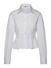 Stella Mccartney Collared Cotton Peplum Shirt In Blanco