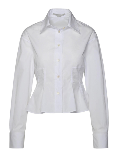 Stella Mccartney Collared Cotton Peplum Shirt In Blanco