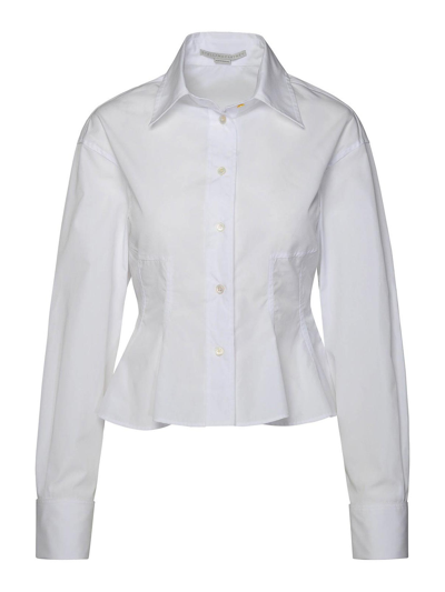 Stella Mccartney Womens Pure White Peplum-waist Tailored Cotton Shirt