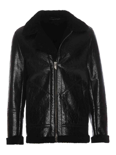 Salvatore Santoro Pointed-collar Zipped Leather Jacket In Black