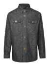 Versace Men's Tonal Barocco Jacquard Overshirt In Gris
