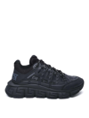 Versace Trigreca Sneakers With Baroque Jacquard Motif In Black