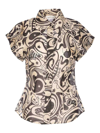 Zimmermann Matchmaker Fitted Blouse In Black/tea Abstract Musical In Beis