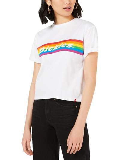 Dickies Juniors Womens Cotton Rainbow T-shirt In White