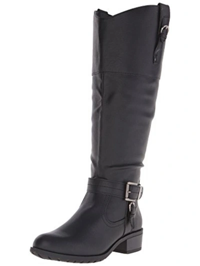 Rampage Ivelia Womens Faux Leather Knee-high Riding Boots In Black