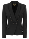 ELISABETTA FRANCHI ELISABETTA FRANCHI DOUBLE BREASTED CREPE JACKET WITH SHAWL LAPELS