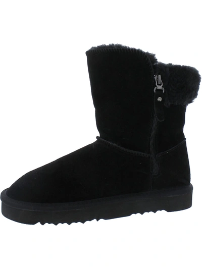 Style & Co Womens Suede Winter Shearling Boots In Black
