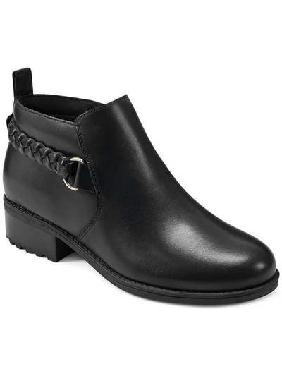 Easy Spirit Roslyn Womens Leather Braided Booties In Black Leather