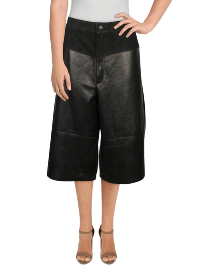 J Brand Evie Womens Leather High Rise Culottes In Black