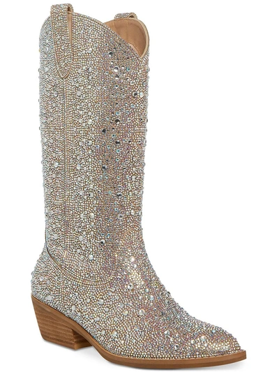 Madden Girl Redford Womens Rhinestone Pointed Toe Cowboy, Western Boots In Pink