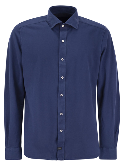 Fay Cotton French Collar Shirt In Blue