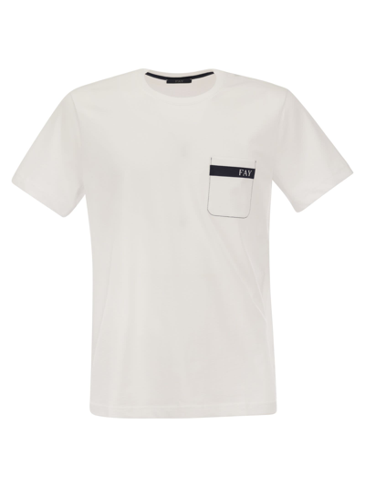 Fay Cotton T-shirt With Pocket In White