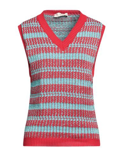 Tela Woman Sweater Red Size M Cotton, Nylon