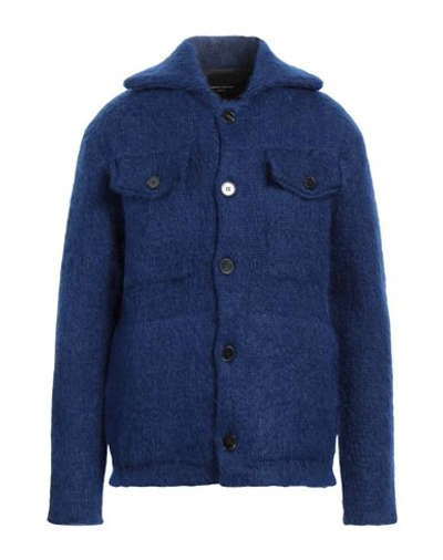 Roberto Collina Man Cardigan Bright Blue Size 38 Mohair Wool, Nylon, Wool