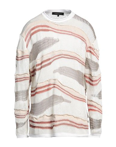 Federico Cina Man Sweater White Size Xl Cotton, Linen, Paper, Polyester