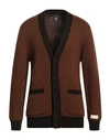 Afterlabel Man Cardigan Cocoa Size M Virgin Wool, Acrylic In Brown