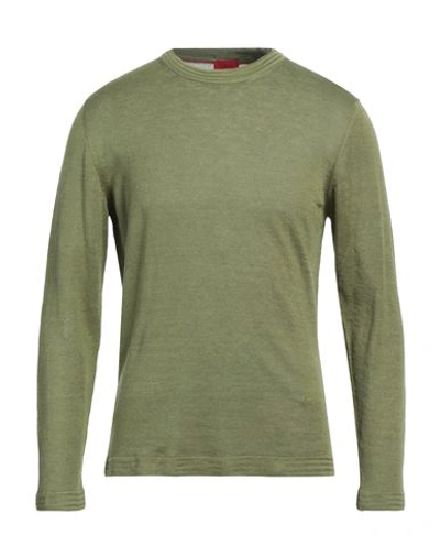 Isaia Man Sweater Military Green Size M Linen, Silk