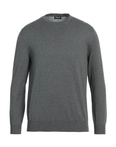 Drumohr Man Sweater Steel Grey Size 42 Cotton