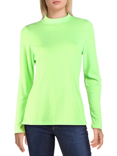 Lisa & Lucy Womens Long Sleeve Mock Nck Pullover Top In Green