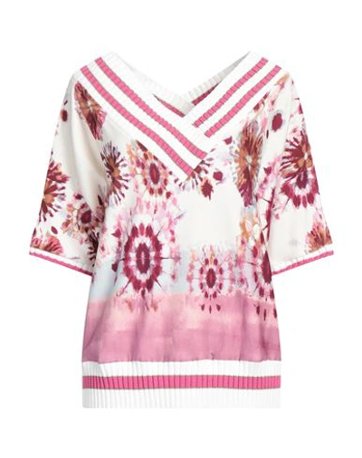 Twinset Woman Sweatshirt Fuchsia Size S Viscose, Cotton, Elastane, Metallic Fiber In Pink