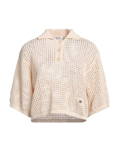 Sandro Woman Sweater Beige Size 2 Cotton In Beige