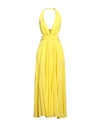 Trussardi Woman Midi Dress Yellow Size 6 Viscose, Lambskin In Yellow