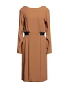 TRUSSARDI TRUSSARDI WOMAN MIDI DRESS CAMEL SIZE 6 VISCOSE, ACETATE