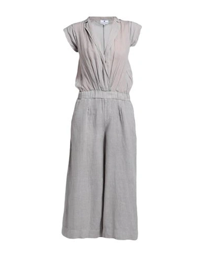 European Culture Woman Jumpsuit Light Grey Size M Linen, Ramie, Cotton