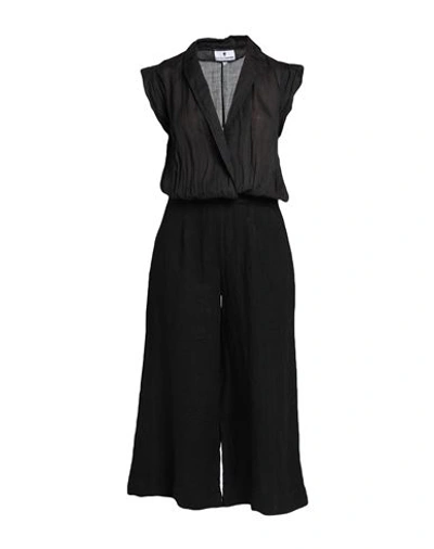 European Culture Woman Jumpsuit Black Size Xxl Linen, Ramie, Cotton