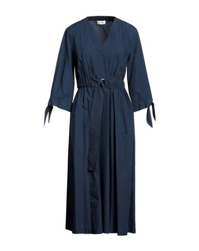 Ottod'ame Woman Midi Dress Navy Size 8 Cotton In Navy Blue