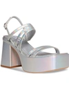 Steve Madden Bossy Womens Leather Ankle Strap Platform Sandals In Green