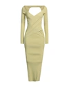 Ssheena Woman Midi Dress Light Green Size M Viscose, Polyester In Green