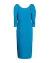 Luis Civit Woman Midi Dress Azure Size 14 Polyester, Polyurethane In Blue
