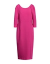 Luis Civit Woman Midi Dress Fuchsia Size 12 Polyester, Polyurethane In Pink