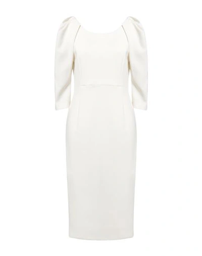 Luis Civit Woman Midi Dress Ivory Size 8 Polyester, Polyurethane In White
