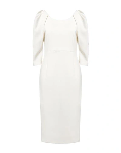 Luis Civit Woman Midi Dress Ivory Size 10 Polyester, Polyurethane In White