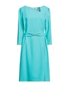 Luis Civit Woman Midi Dress Turquoise Size 16 Polyester, Polyurethane In Blue