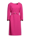 Luis Civit Woman Midi Dress Fuchsia Size 20 Polyester, Polyurethane In Pink