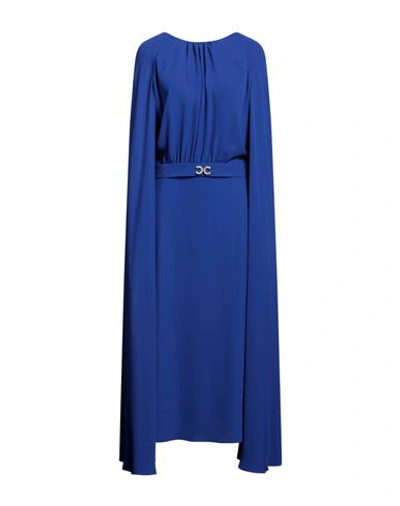 Luis Civit Woman Midi Dress Blue Size 16 Polyester